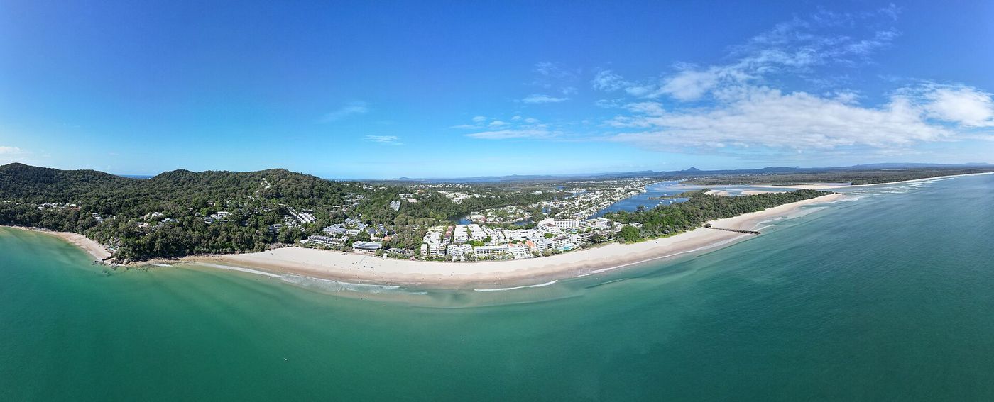 Noosa Heads from the air, with Main Beach in the centre